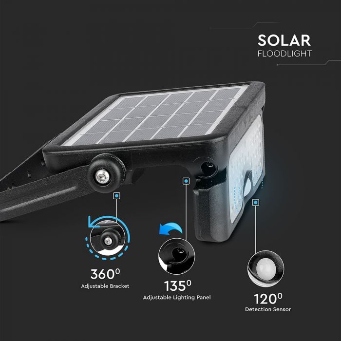 LED SOLAR FLOOD LIGHT WITH SENSOR 5W DL 500lm 180° 217X149X34 IP65 BLACK