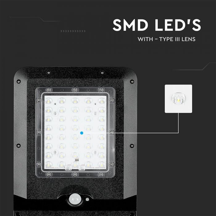 LED SOLAR STREET LIGHT WITH SENSOR 15W DL 1600lm 140° 413X232X58 IP65 BLACK