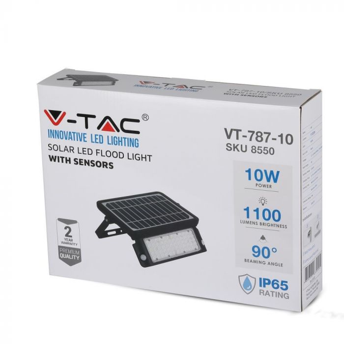 LED SOLAR FLOOD LIGHT WITH SENSOR 10W DL 1100lm 90° 313X300 IP65 BLACK