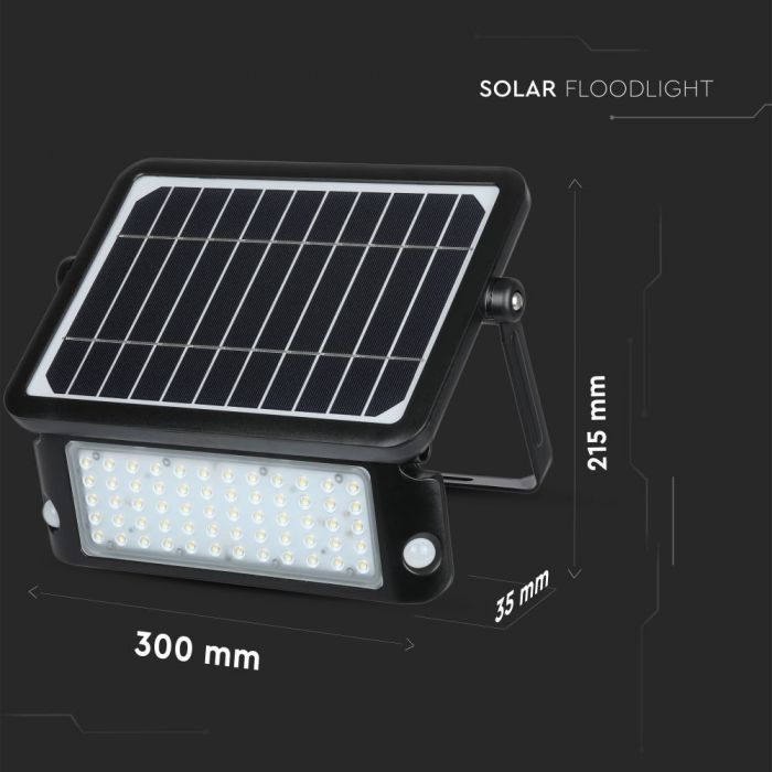 LED SOLAR FLOOD LIGHT WITH SENSOR 10W DL 1100lm 90° 313X300 IP65 BLACK
