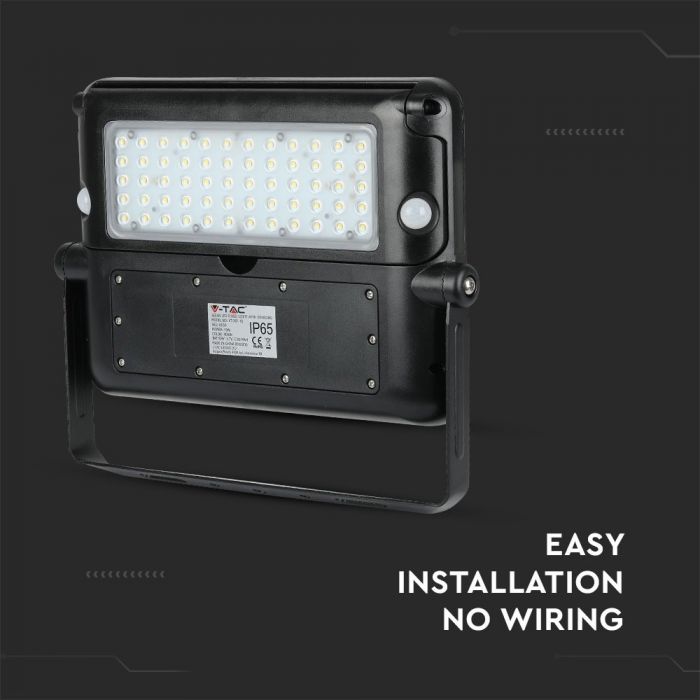 LED SOLAR FLOOD LIGHT WITH SENSOR 10W DL 1100lm 90° 313X300 IP65 BLACK