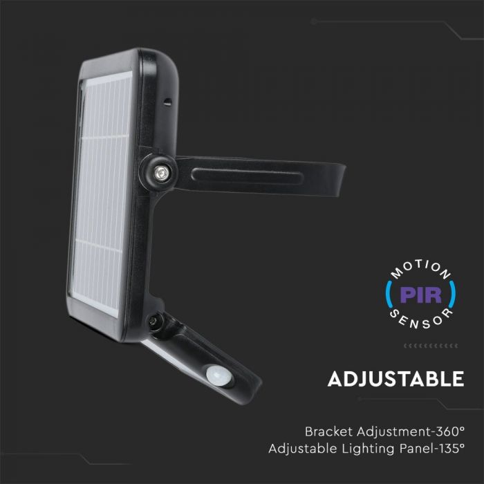 LED SOLAR FLOOD LIGHT WITH SENSOR 10W DL 1100lm 90° 313X300 IP65 BLACK