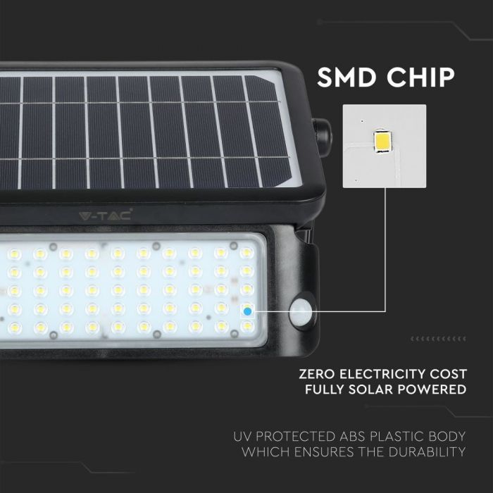 LED SOLAR FLOOD LIGHT WITH SENSOR 10W DL 1100lm 90° 313X300 IP65 BLACK