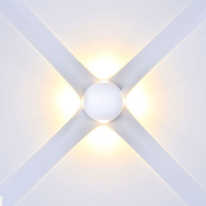 LED WALL LIGHT ROUND ALUMINIUM 4W WW 440lm 4*90° 112X112X100 WHITE IP65
