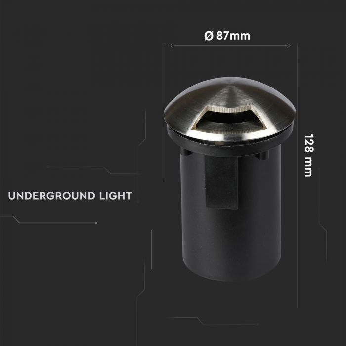 LED UNDERGROUND FITTING STAINLESS STEEL ROUND W/1 MR16 87X128 IP67 SILVER