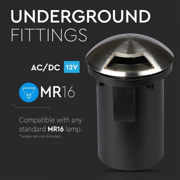 LED UNDERGROUND FITTING STAINLESS STEEL ROUND W/1 MR16 87X128 IP67 SILVER