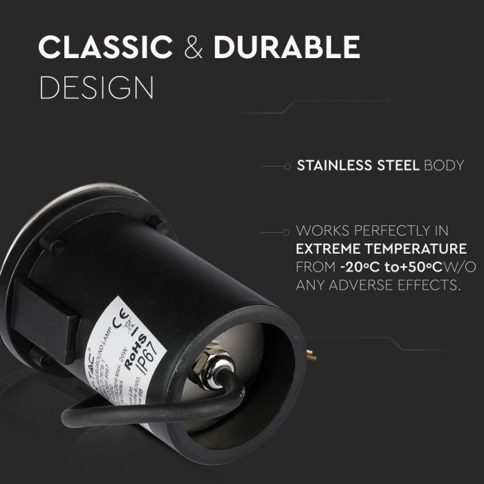 LED UNDERGROUND FITTING STAINLESS STEEL ROUND W/1 MR16 87X128 IP67 SILVER