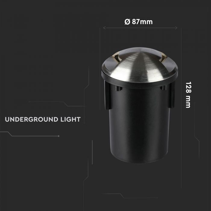 LED UNDERGROUND FITTING STAINLESS STEEL ROUND W/2 MR16 87X128 IP67 SILVER