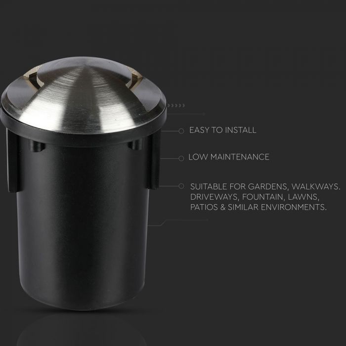 LED UNDERGROUND FITTING STAINLESS STEEL ROUND W/2 MR16 87X128 IP67 SILVER