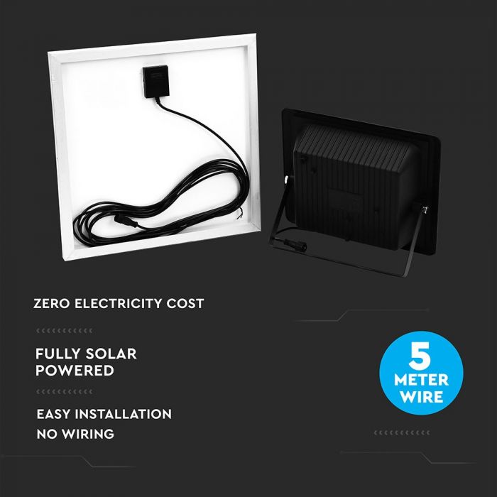 LED SOLAR FLOOD LIGHT 20W DL 1650lm 120° 270X70X238 IP65 BLACK