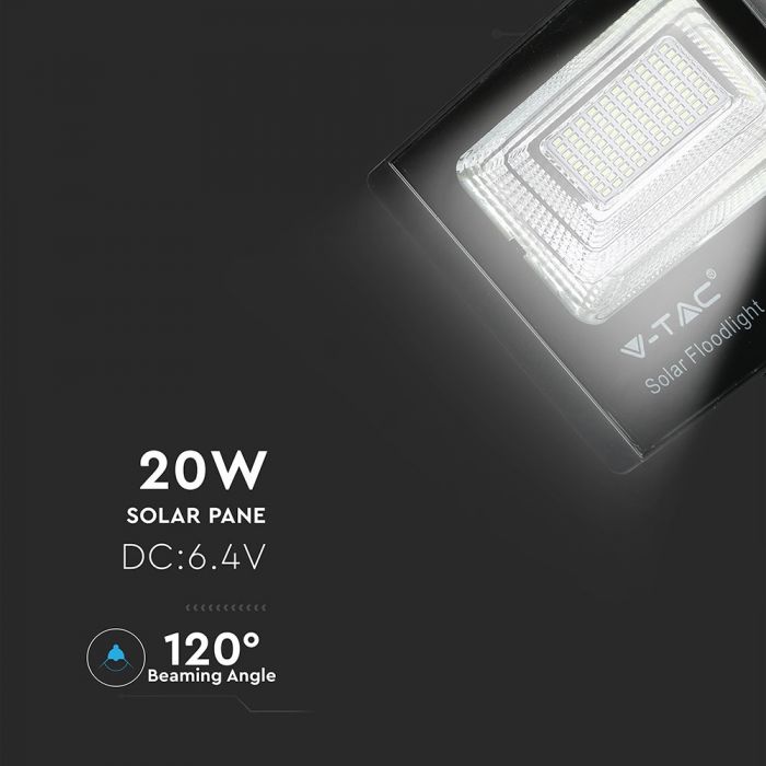 LED SOLAR FLOOD LIGHT 20W DL 1650lm 120° 270X70X238 IP65 BLACK