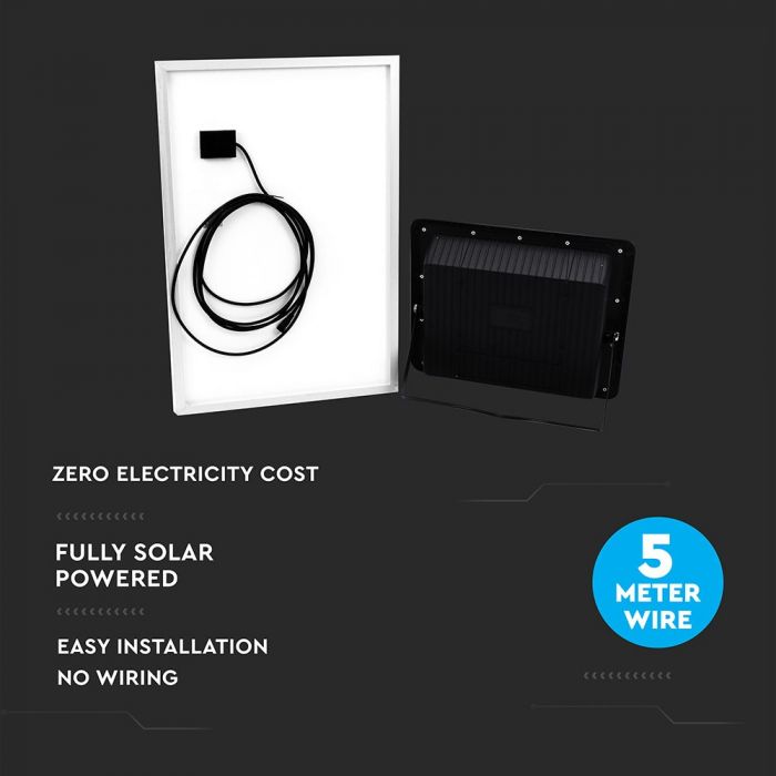 LED SOLAR FLOOD LIGHT 50W DL 4200lm 120° 437X90X356 IP65 BLACK