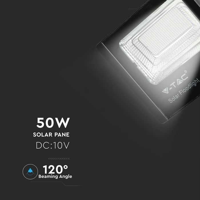 LED SOLAR FLOOD LIGHT 50W DL 4200lm 120° 437X90X356 IP65 BLACK