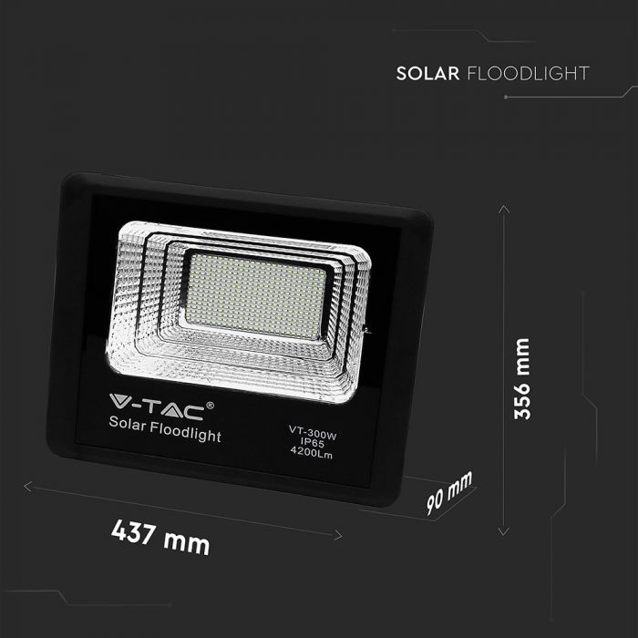 LED SOLAR FLOOD LIGHT 50W DL 4200lm 120° 437X90X356 IP65 BLACK