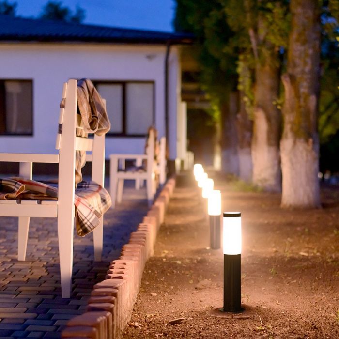 LED BOLLARD E27 LAMP STAINLESS STEEL 76X110X450 IP44 BLACK