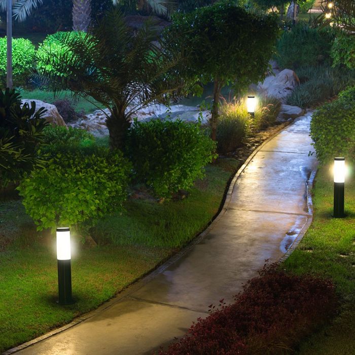 LED BOLLARD E27 LAMP STAINLESS STEEL 76X110X450 IP44 BLACK