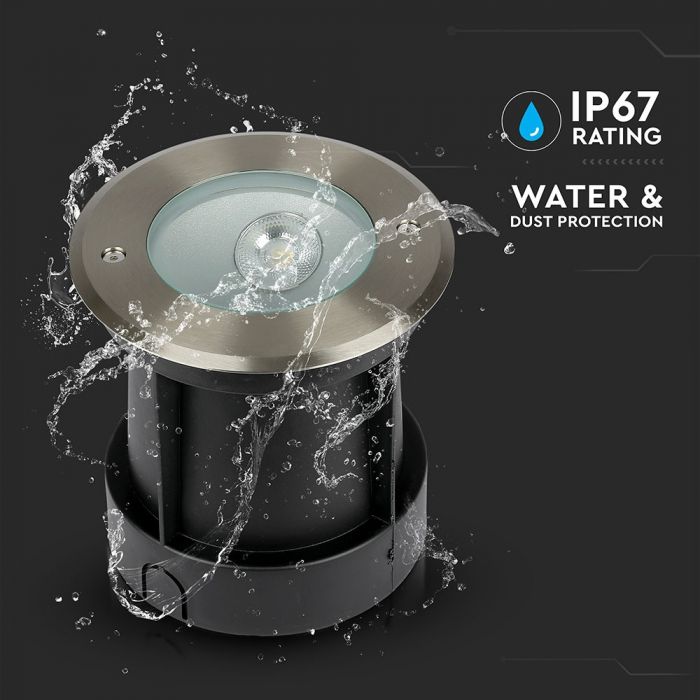 LED UNDERGROUND LIGHT STAINLESS STEEL ROUND OBLIQUE ANGLE 20° 8W 350lm DL 150X153 IP67