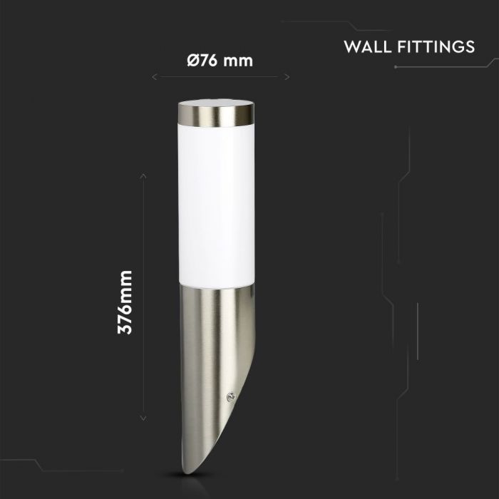 LED WALL E27 LAMP STAINLESS STEEL DIAGONAL ANGLE 76X376 IP44