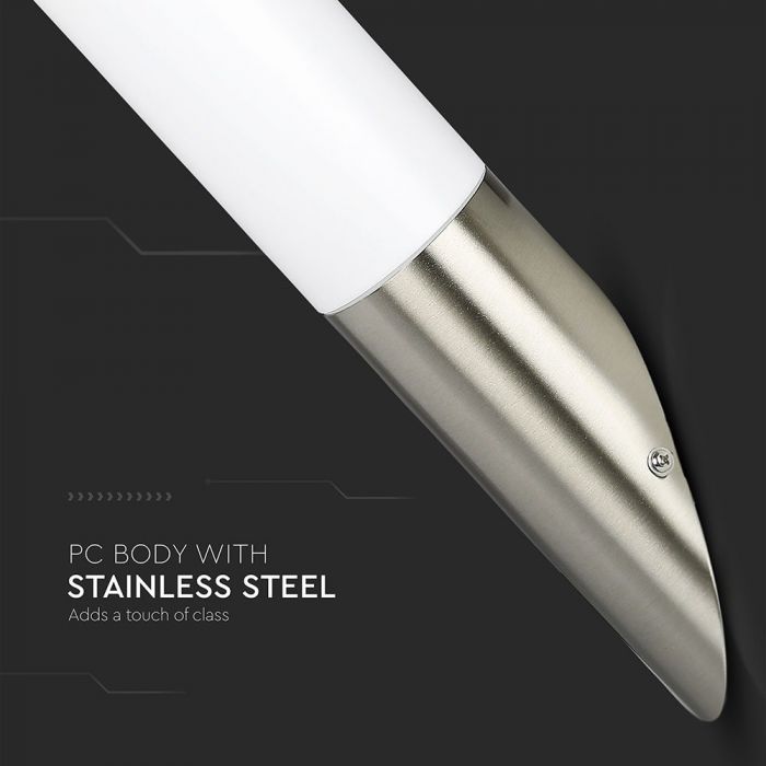 LED WALL E27 LAMP STAINLESS STEEL DIAGONAL ANGLE 76X376 IP44