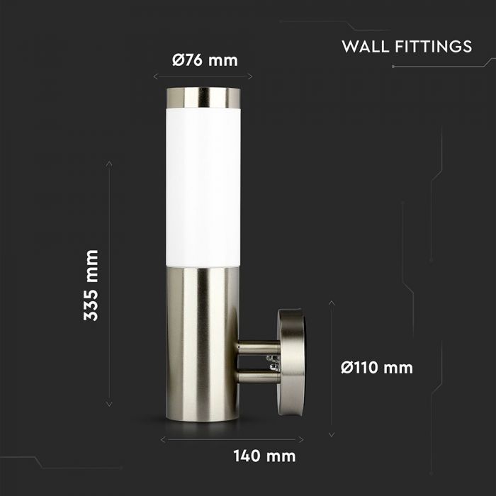 LED WALL E27 LAMP STAINLESS STEEL 76X140X335 IP44