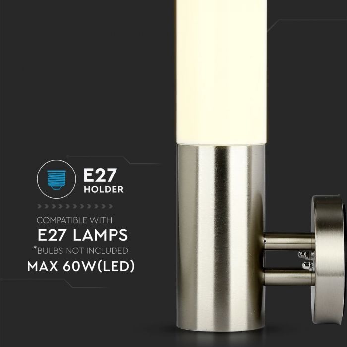 LED WALL E27 LAMP STAINLESS STEEL 76X140X335 IP44