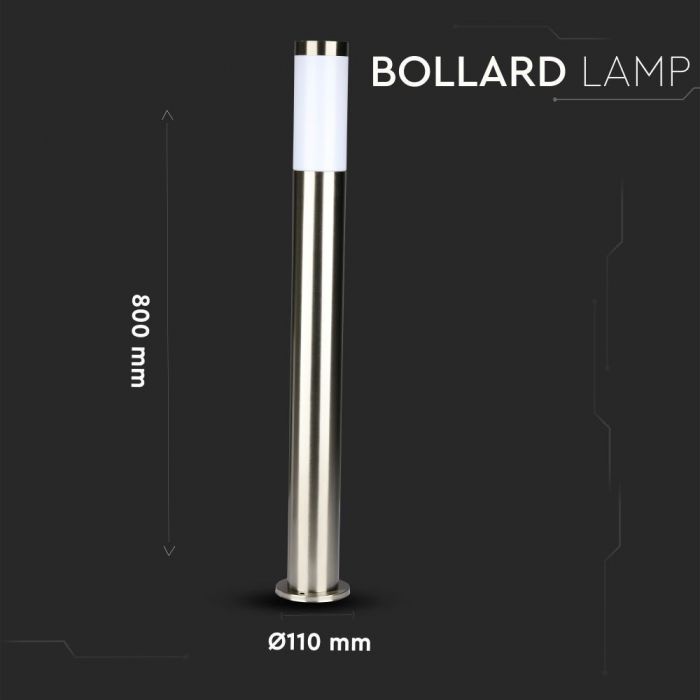LED BOLLARD E27 LAMP STAINLESS STEEL 110X800 IP44