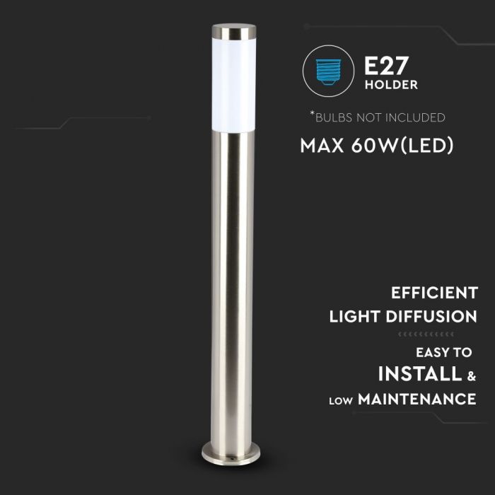 LED BOLLARD E27 LAMP STAINLESS STEEL 110X800 IP44