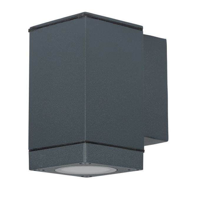 LED WALL 1XGU10 LAMPALUMINIUM + GLASS 63X99X112 IP44 DARK GREY