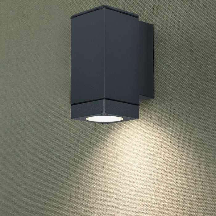 LED WALL 2XGU10 LAMP ALUMINIUM + GLASS 63X99X170 IP44 DARK GREY