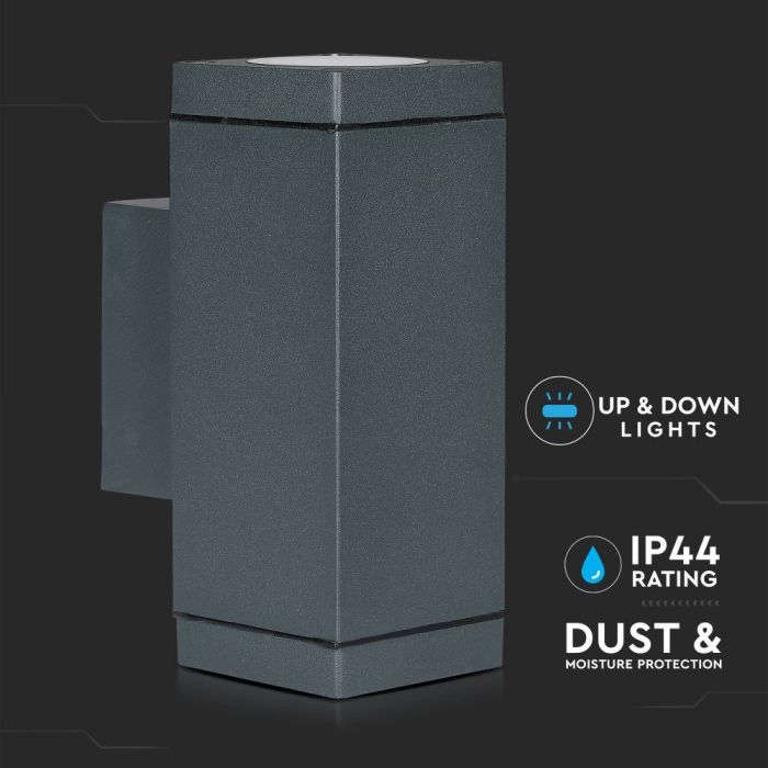 LED WALL 2XGU10 LAMP ALUMINIUM + GLASS 63X99X170 IP44 DARK GREY
