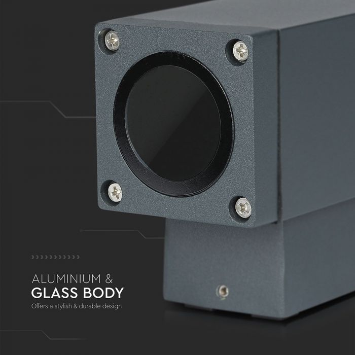 LED WALL 2XGU10 LAMP ALUMINIUM + GLASS 63X99X170 IP44 DARK GREY