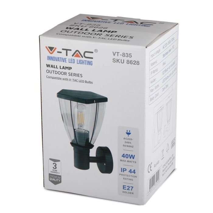 LED WALL E27 LAMP UP STAINLESS STEEL + PC 148X165X245 IP44 DARK GREY