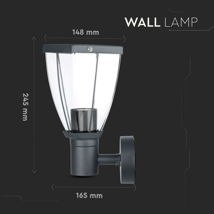 LED WALL E27 LAMP UP STAINLESS STEEL + PC 148X165X245 IP44 DARK GREY