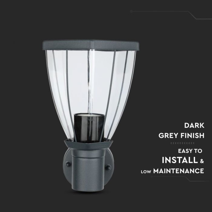 LED WALL E27 LAMP UP STAINLESS STEEL + PC 148X165X245 IP44 DARK GREY