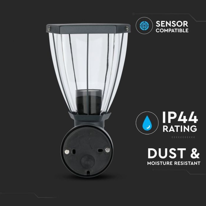 LED WALL E27 LAMP UP STAINLESS STEEL + PC 148X165X245 IP44 DARK GREY