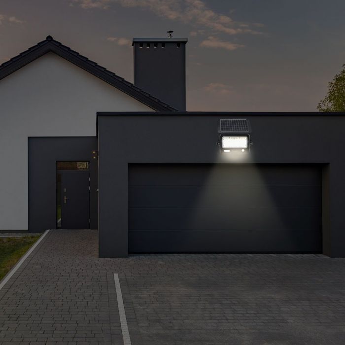 LED SOLAR FLOOD LIGHT 10W DL 1100lm 90° 232X166X33.5 IP65 BLACK
