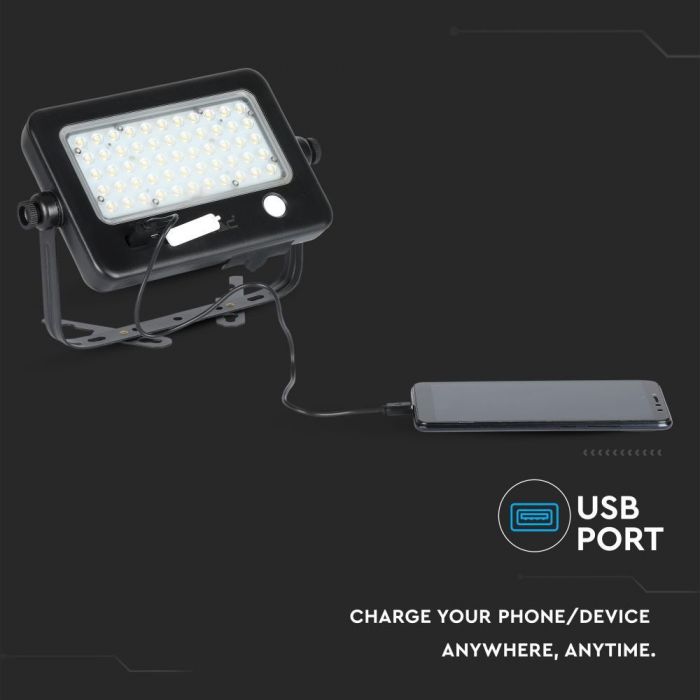 10W LED Solar Floodlight Detachable Black Body 4000K