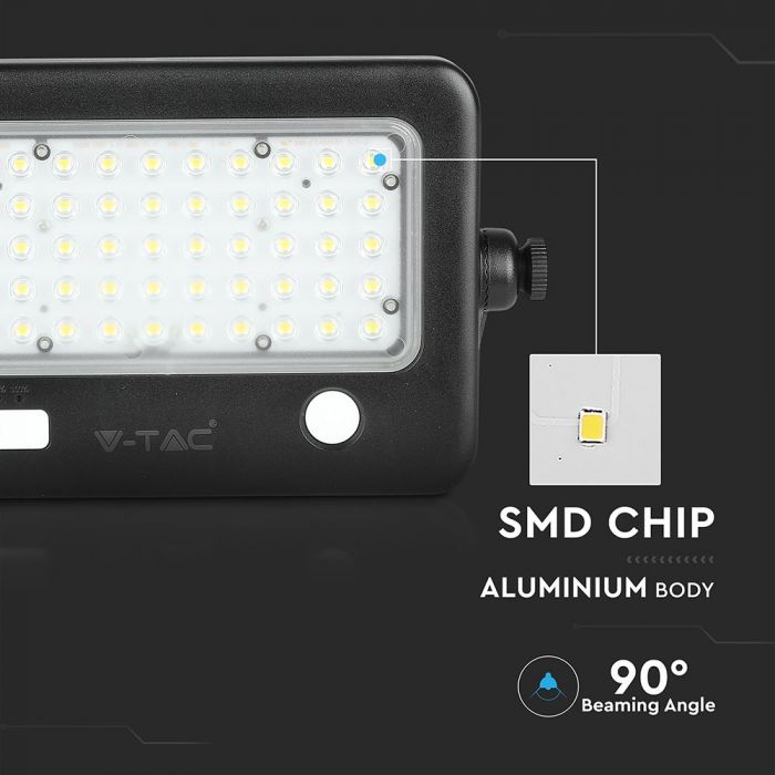 LED SOLAR FLOOD LIGHT 10W DL 1100lm 90° 232X166X33.5 IP65 BLACK