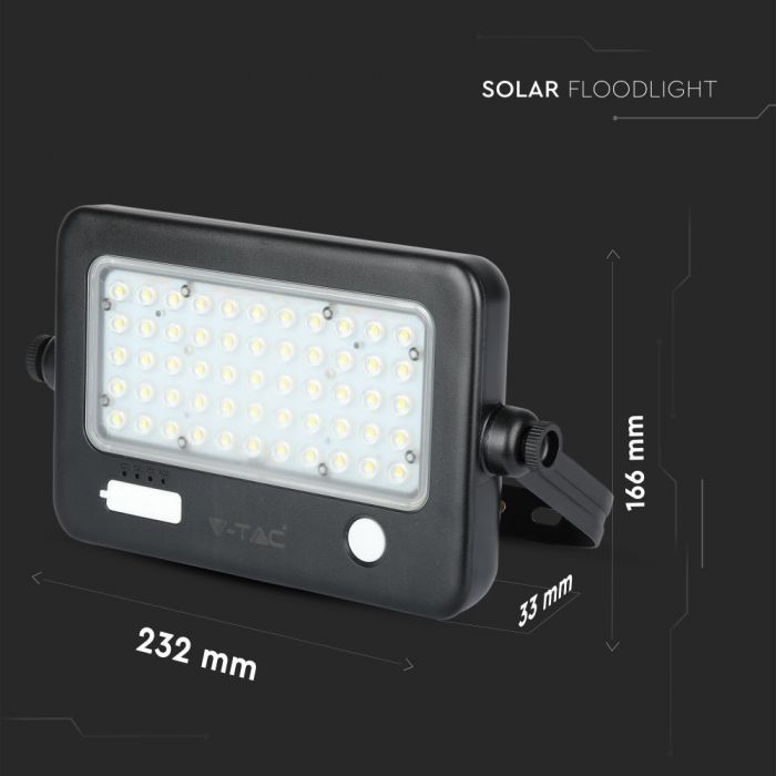 LED SOLAR FLOOD LIGHT 10W DL 1100lm 90° 232X166X33.5 IP65 BLACK