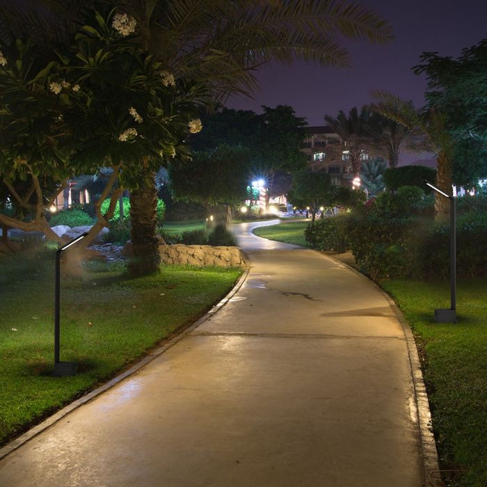 LED OUTDOOR BOLLARD LIGHT BLACK 6W DL 600lm 180° 150X95X800 ALUMINIUM IP54