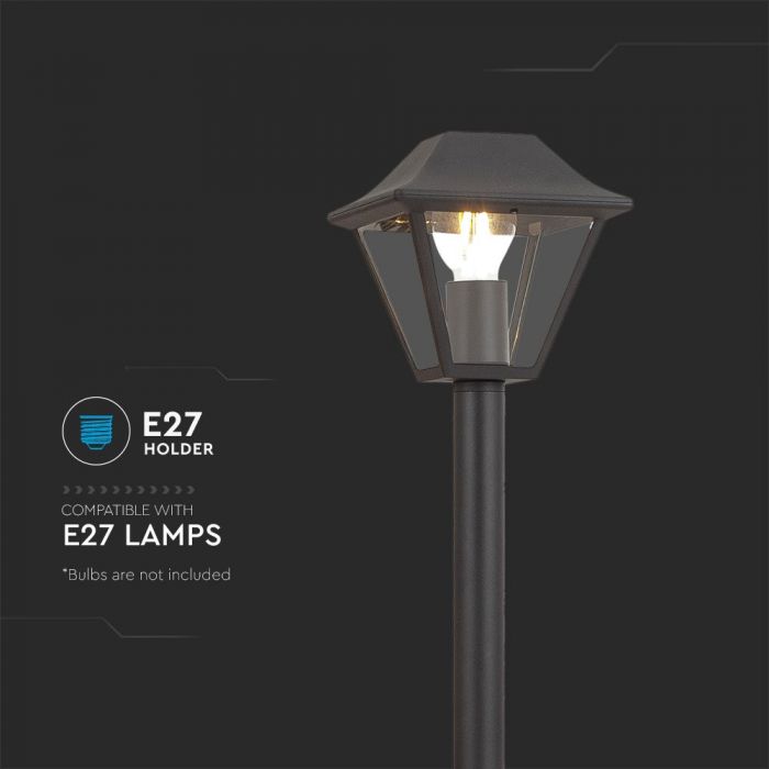 LED POLE 1XE27 LAMP MAT BLACK CLEAR COVER 175X950 IP44