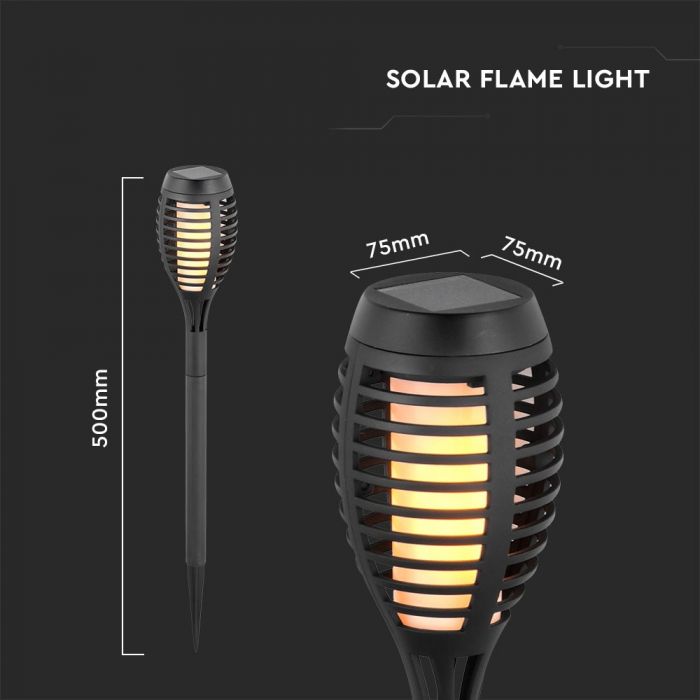 LED SOLAR FLAME STICK LIGHT SET 4Pcs 1W WW 5lm 300° 10X10X65 IP44 PC