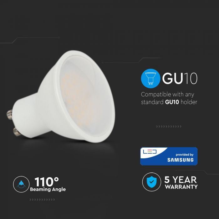 LED Spotlight SAMSUNG Chip GU10 10W Milky Cover Plastic 6400K