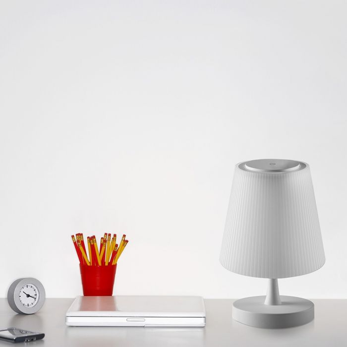 LED TABLE LAMP WHITE 7W WW 210lm 90° RECHARGEABLE DIMMING PC + METAL