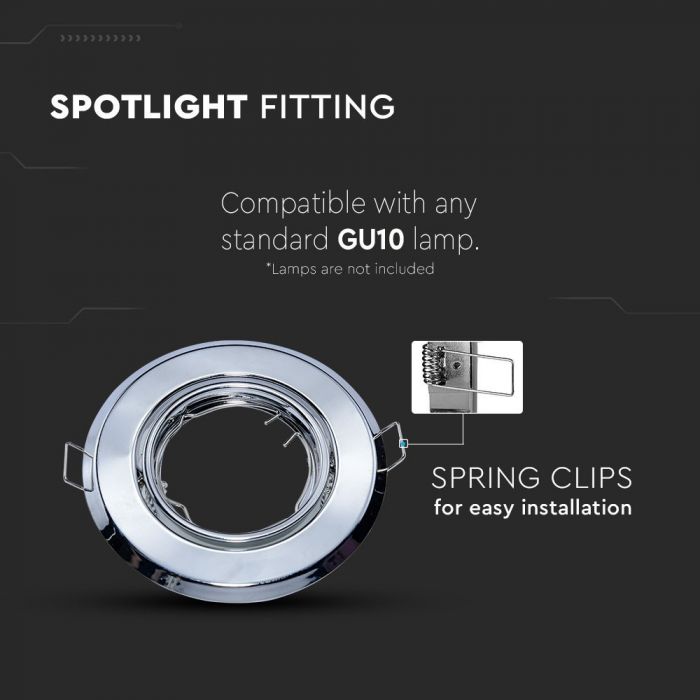 GU10 Spotlight Fitting Round Chome 2pcs/box