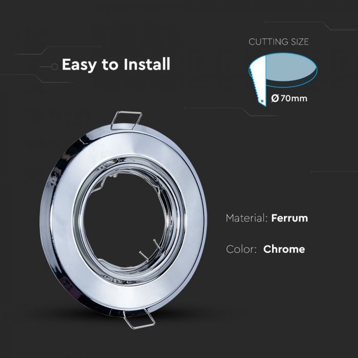 LED BRACKET GU10 ROUND MOVABLE CHROME 93 (70) 2PCS/BOX