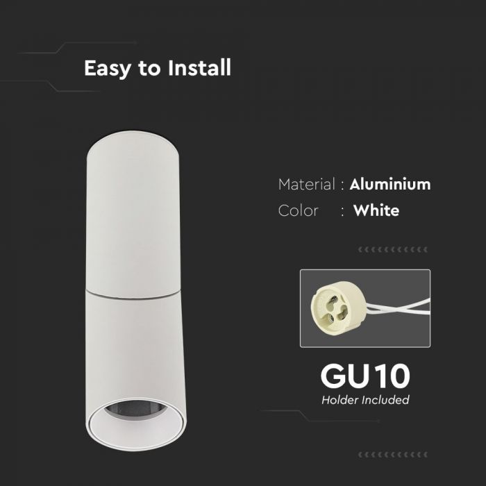 LED SURFACE GU10 FITTING ALUMINIUM ROUND 197X59.5 WHITE