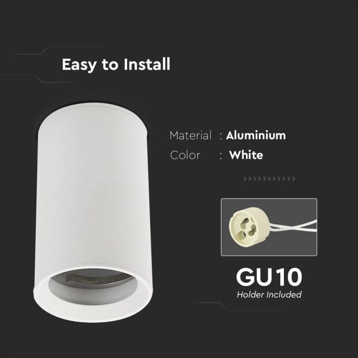 LED SURFACE GU10 FITTING ALUMINIUM ROUND 60X110 WHITE