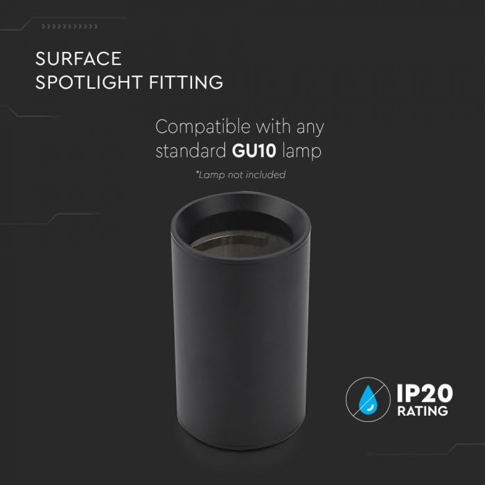 GU10 Surface Mounted Fitting Black