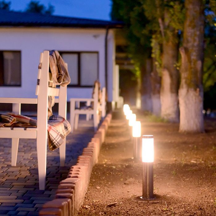 LED BOLLARD E27 LAMP STAINLESS STEEL 76X110X450 IP44 SATIN NICKEL